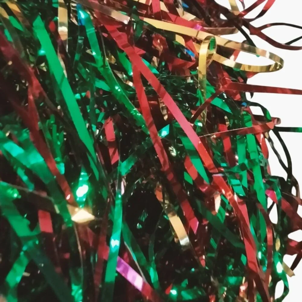 Green Red Gold Tinsel Strips Grass Crafts Decoration Christmas Sparkle Accents